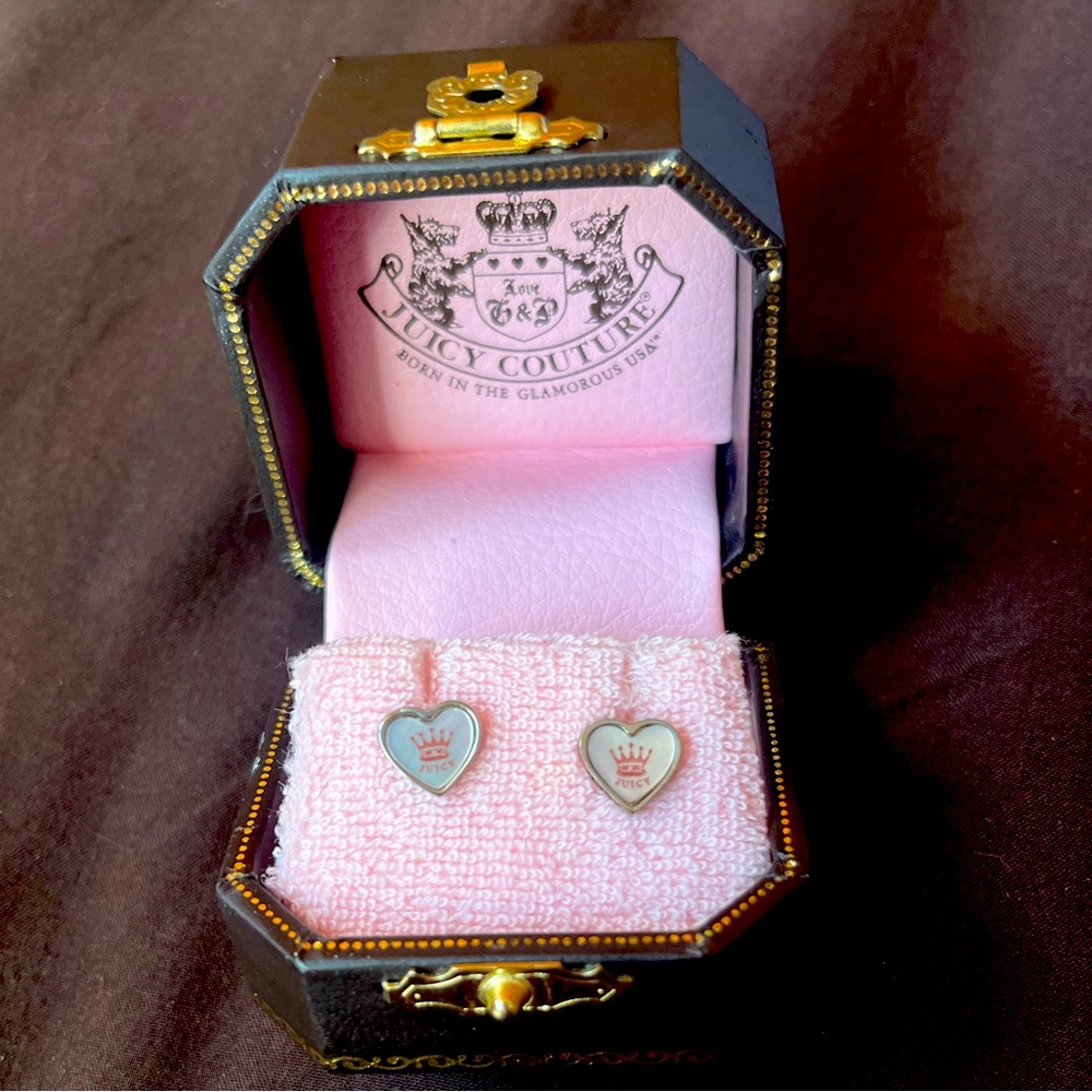 Y2k Juicy couture stud earrings brand new juicy heart crown post earring